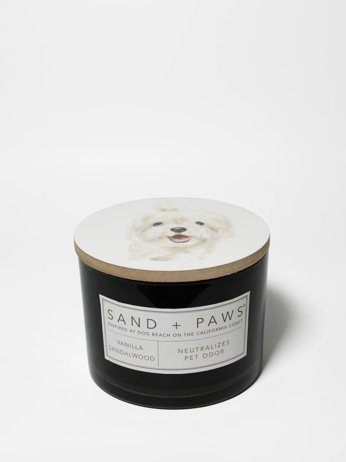 Sand + Paws Vanilla Sandalwood 12 oz scented candle